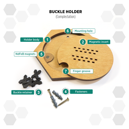 Oregon Pine modular hexagon Buckle Holder Display