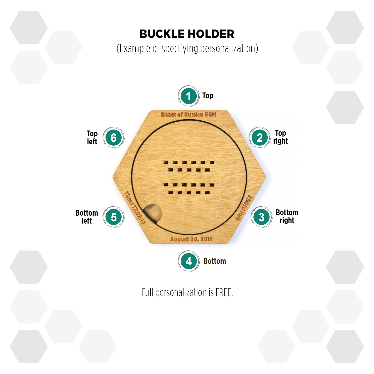 Oregon Pine modular hexagon Buckle Holder Display