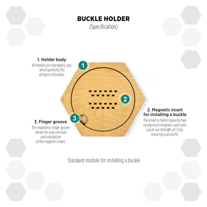 Oregon Pine modular hexagon Buckle Holder Display