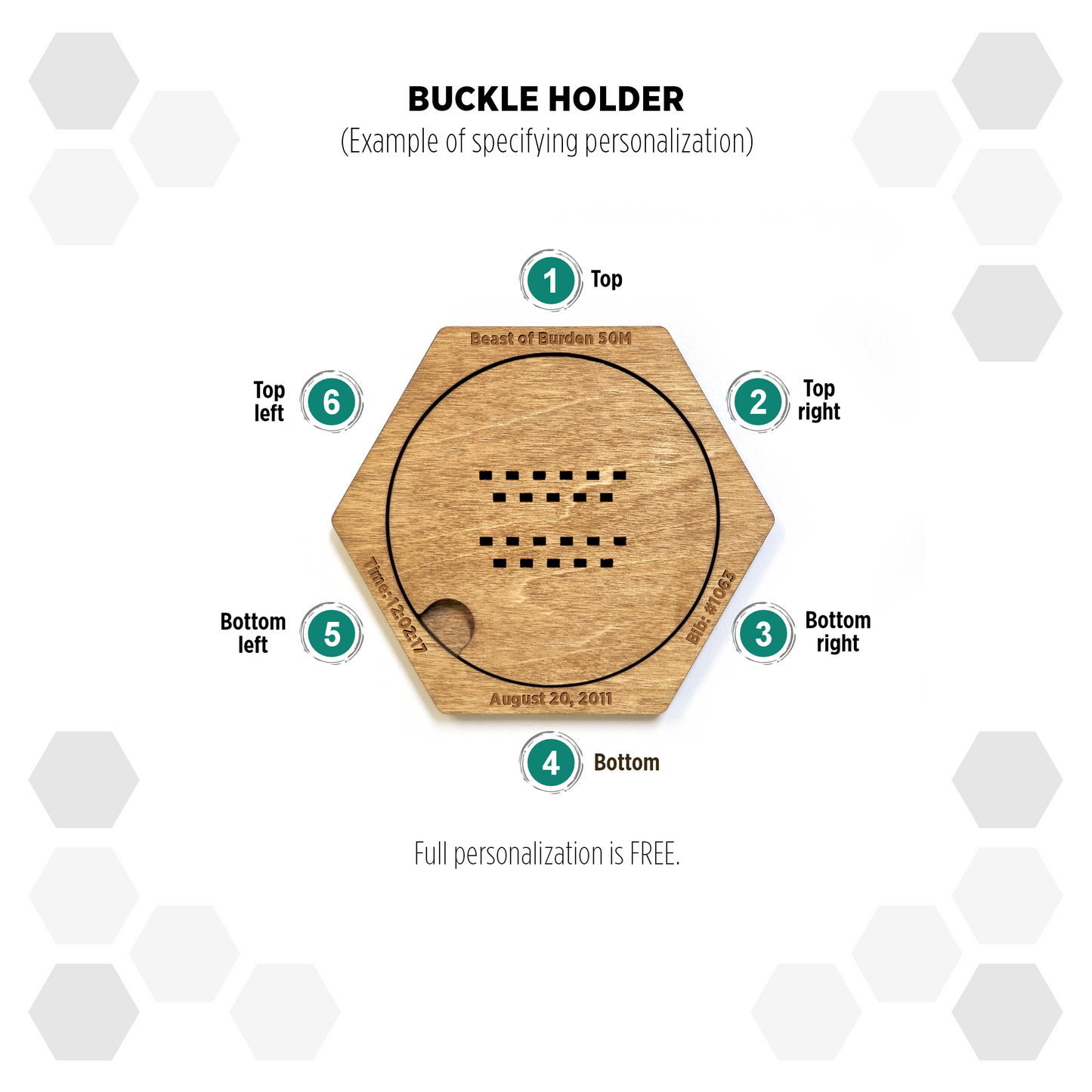 European Larch modular hexagon Buckle Holder Display