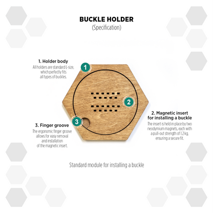 European Larch modular hexagon Buckle Holder Display