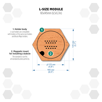 Natural Teak modular hexagon Belt Buckle Holder Display