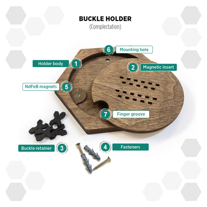 Rustic Oak modular hexagon Buckle Holder Display