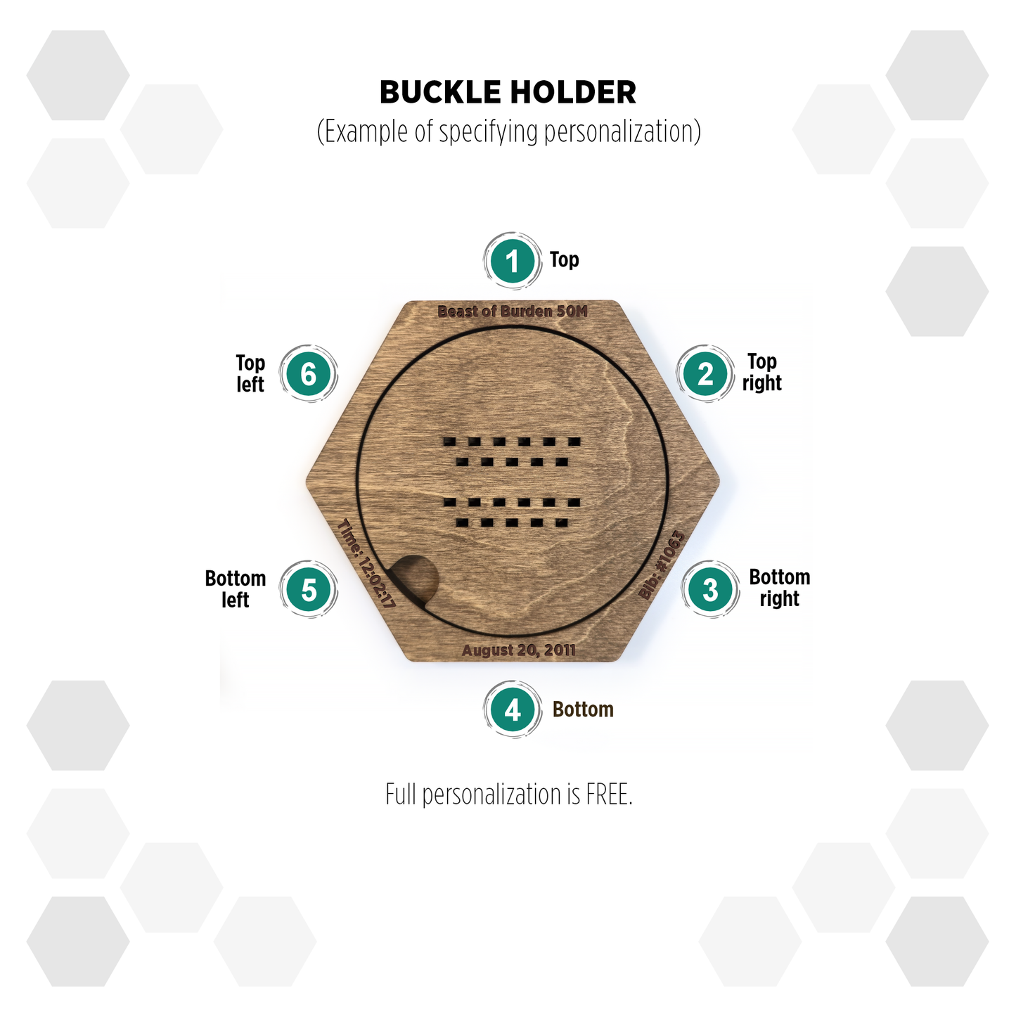 Rustic Oak modular hexagon Buckle Holder Display