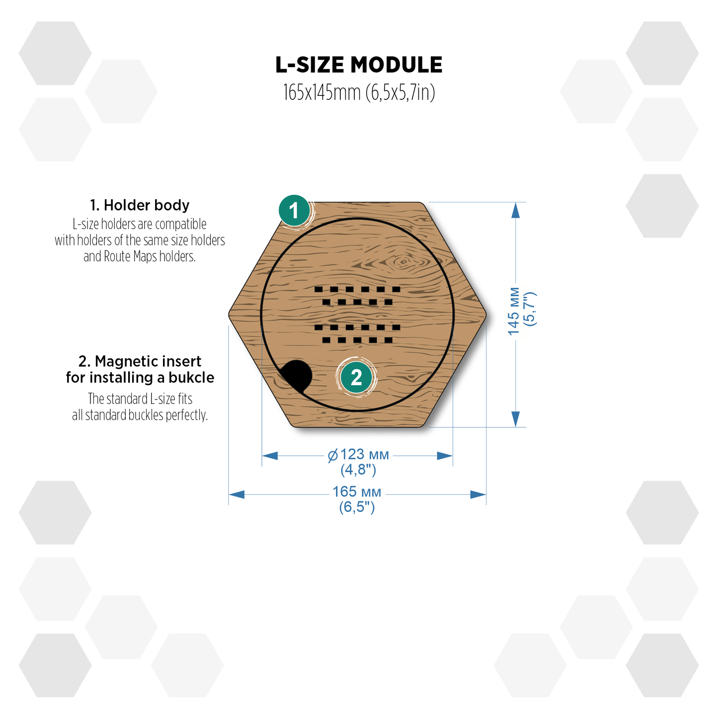 Rustic Oak modular hexagon Buckle Holder Display