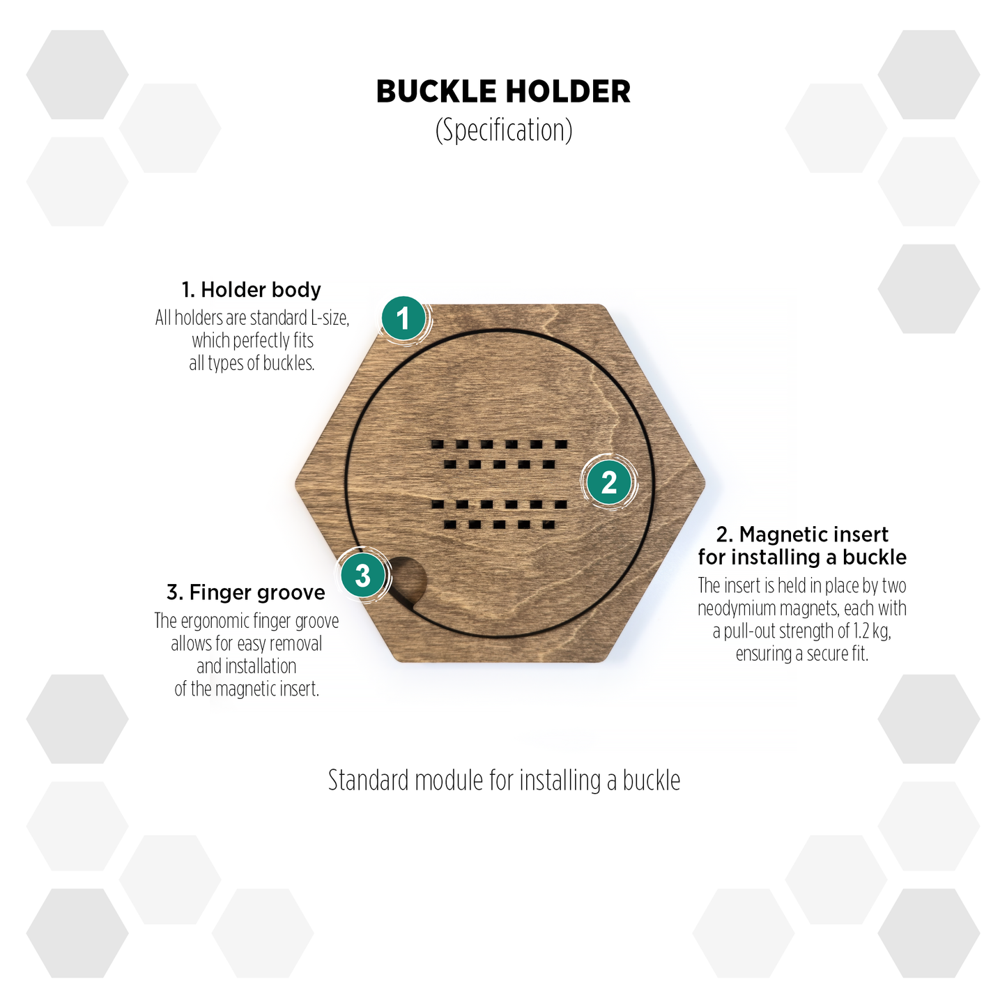 Rustic Oak modular hexagon Buckle Holder Display