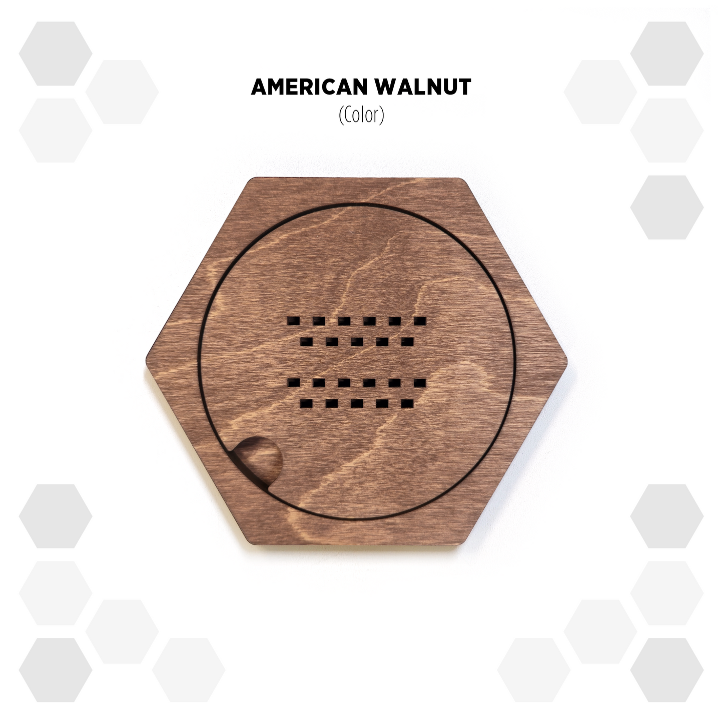 American Walnut modular hexagon Belt Buckle Holder Display
