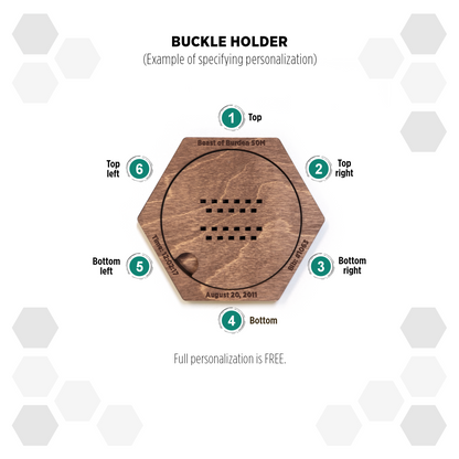 American Walnut modular hexagon Belt Buckle Holder Display