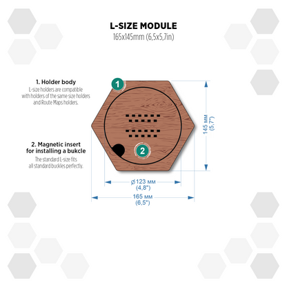 American Walnut modular hexagon Belt Buckle Holder Display