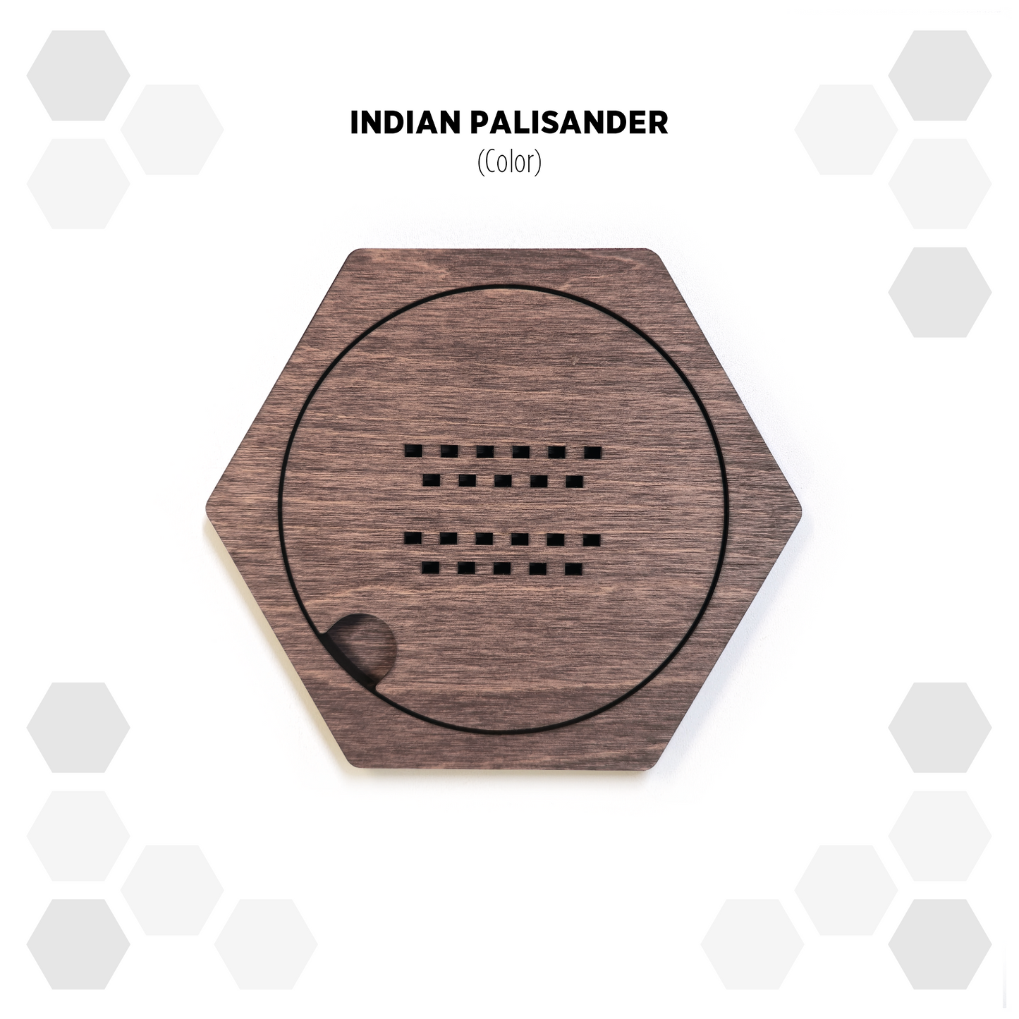 Indian Palisander modular hexagon Belt Buckle Holder Display