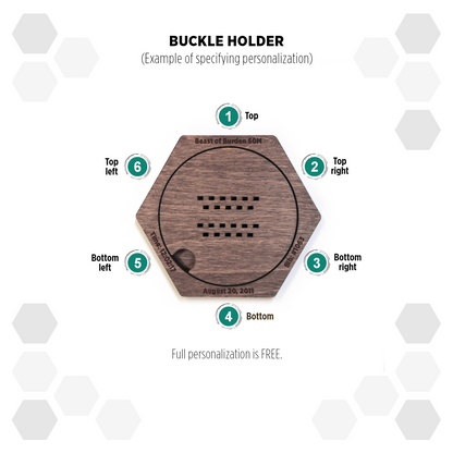 Indian Palisander modular hexagon Belt Buckle Holder Display