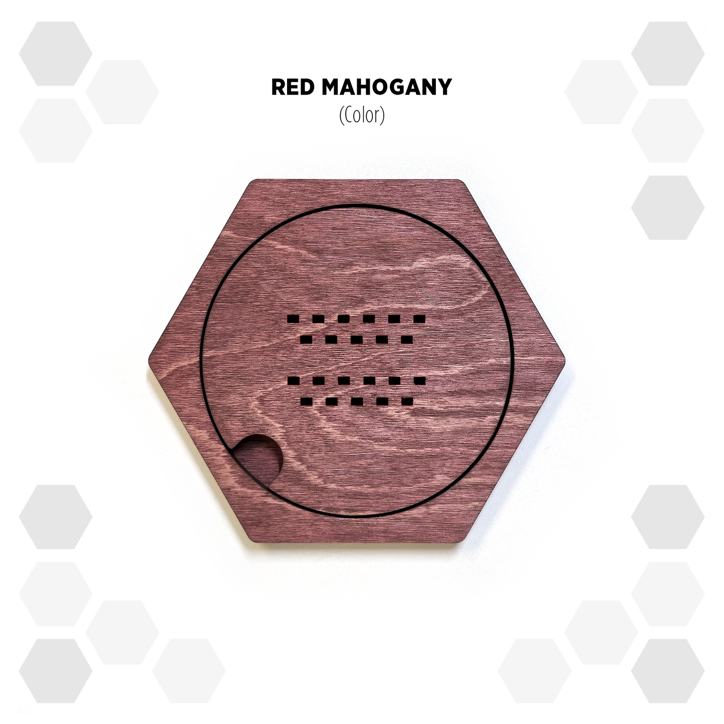 Red Mahogany modular hexagon Belt Buckle Holder Display