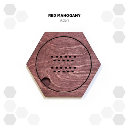 Red Mahogany modular hexagon Belt Buckle Holder Display