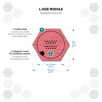 Red Mahogany modular hexagon Belt Buckle Holder Display