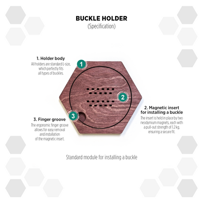 Red Mahogany modular hexagon Belt Buckle Holder Display