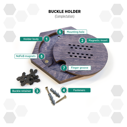Grey Anthracite modular hexagon Belt Buckle Holder Display