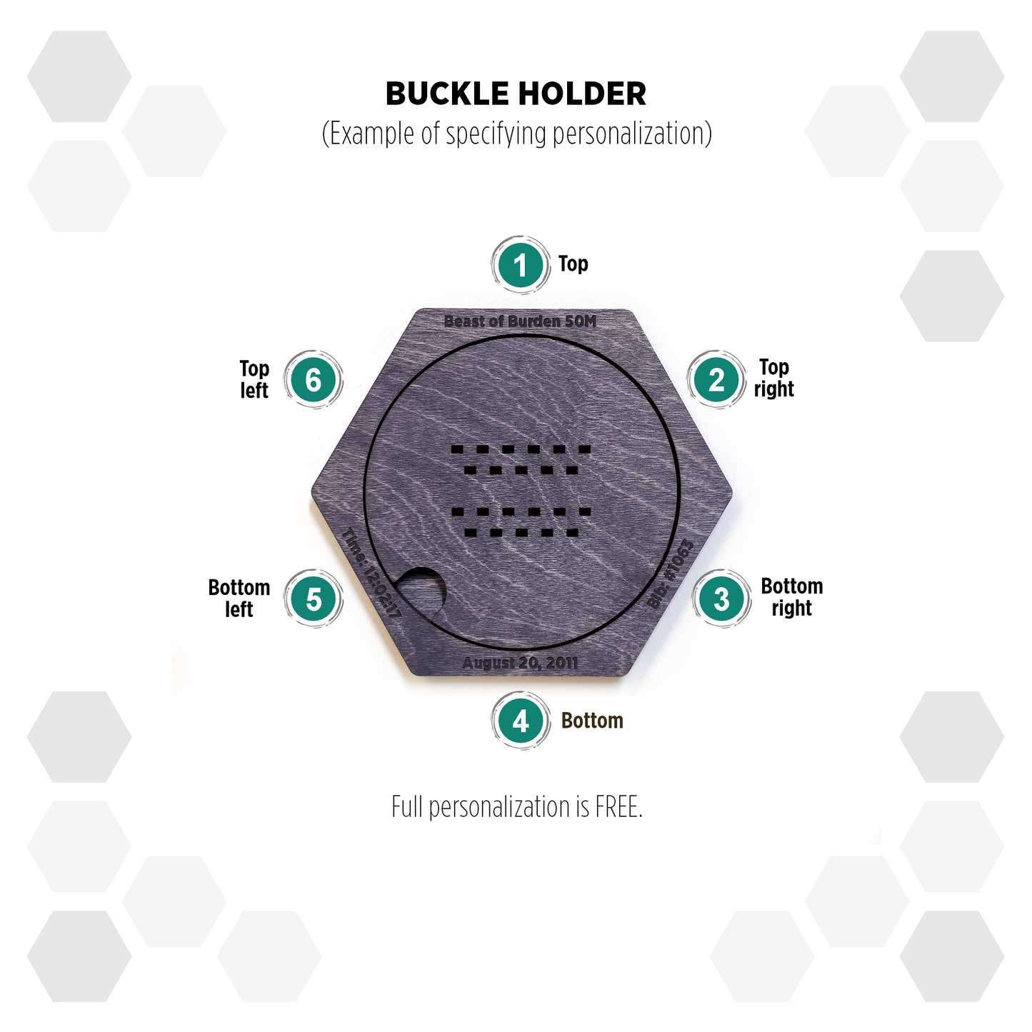 Grey Anthracite modular hexagon Belt Buckle Holder Display