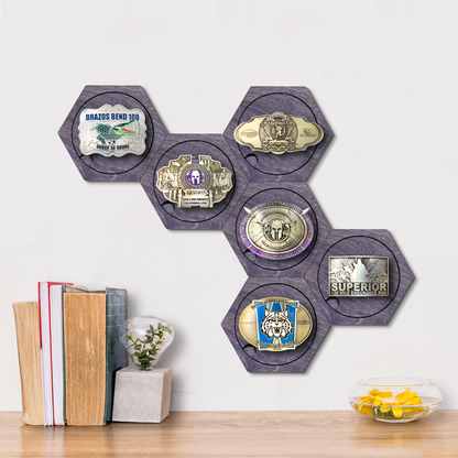 Grey Anthracite modular hexagon Belt Buckle Holder Display