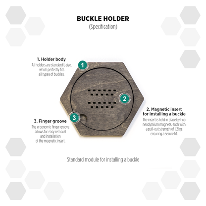Brazil Heban modular hexagon Belt Buckle Holder Display