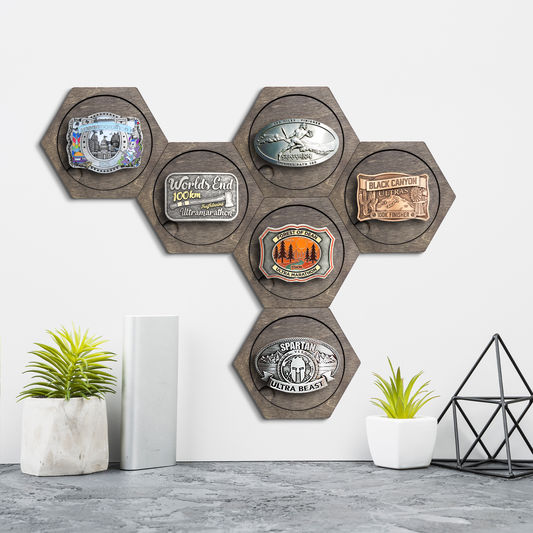 Brazil Heban modular hexagon Belt Buckle Holder Display