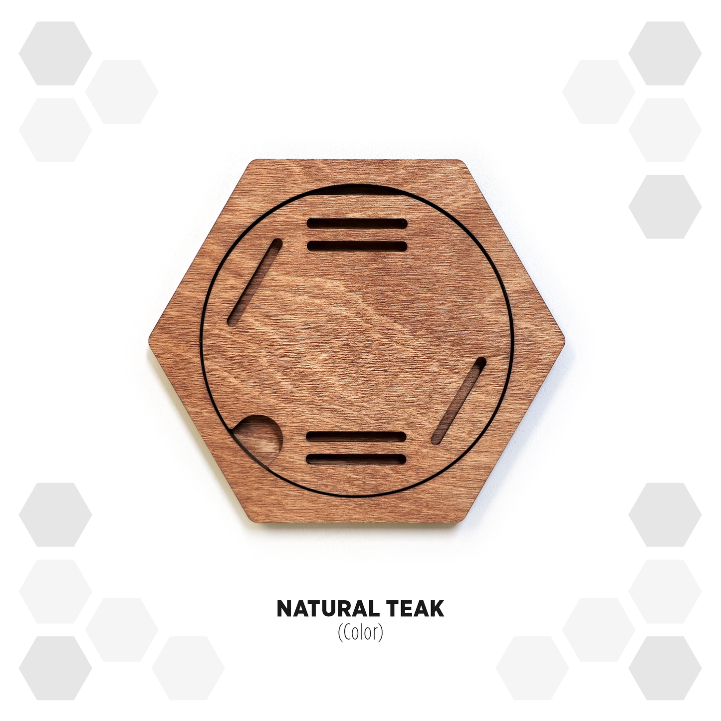 Natural Teak modular hexagon medal Holder Display