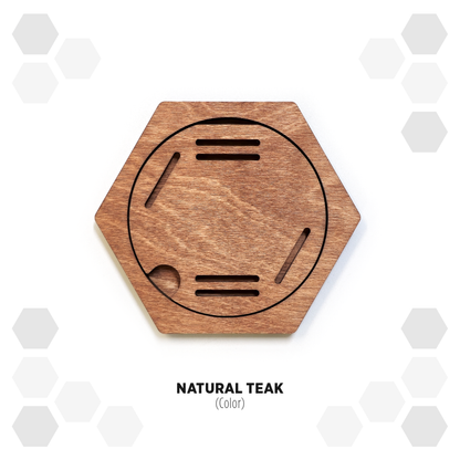 Natural Teak modular hexagon medal Holder Display