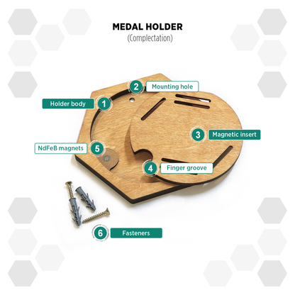 Oregon Pine modular hexagon medal Holder Display
