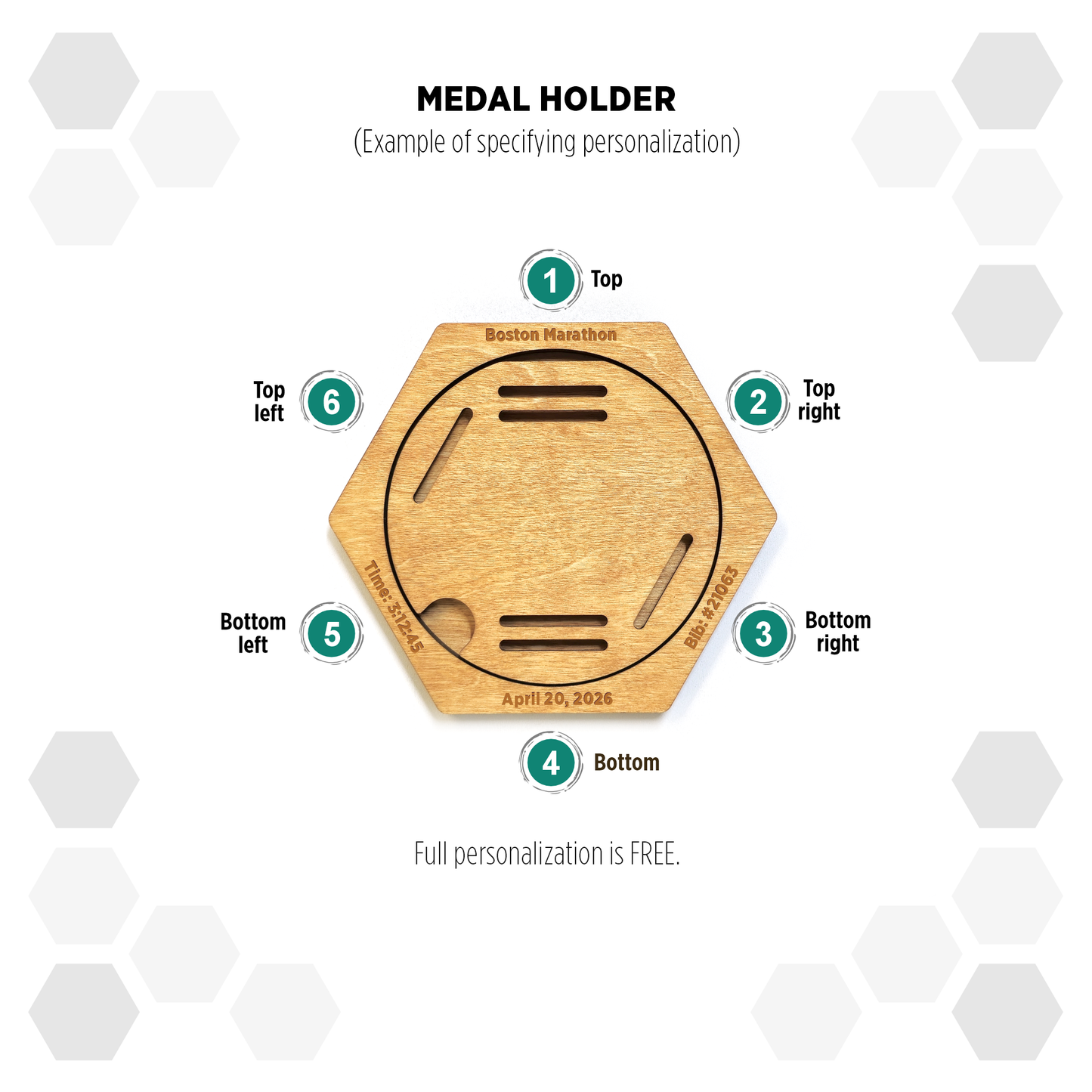 Oregon Pine modular hexagon medal Holder Display