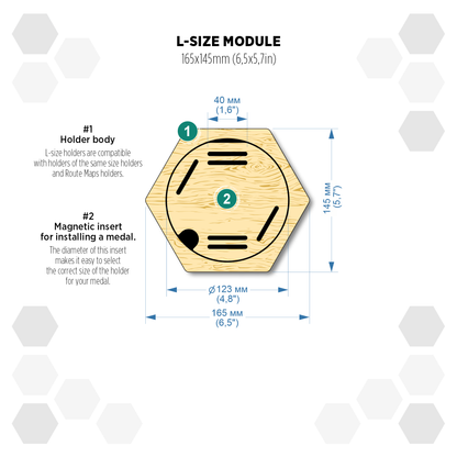 Oregon Pine modular hexagon medal Holder Display
