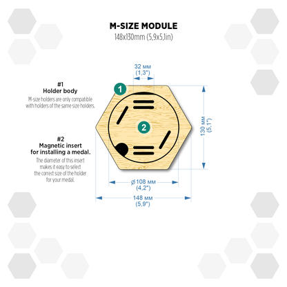 Oregon Pine modular hexagon medal Holder Display
