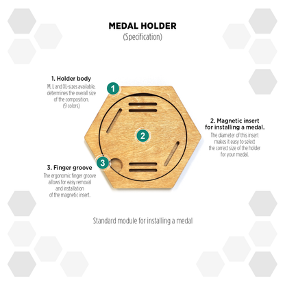 Oregon Pine modular hexagon medal Holder Display