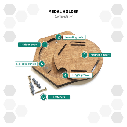 European Larch modular hexagon medal Holder Display
