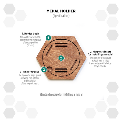 Natural Teak modular hexagon medal Holder Display