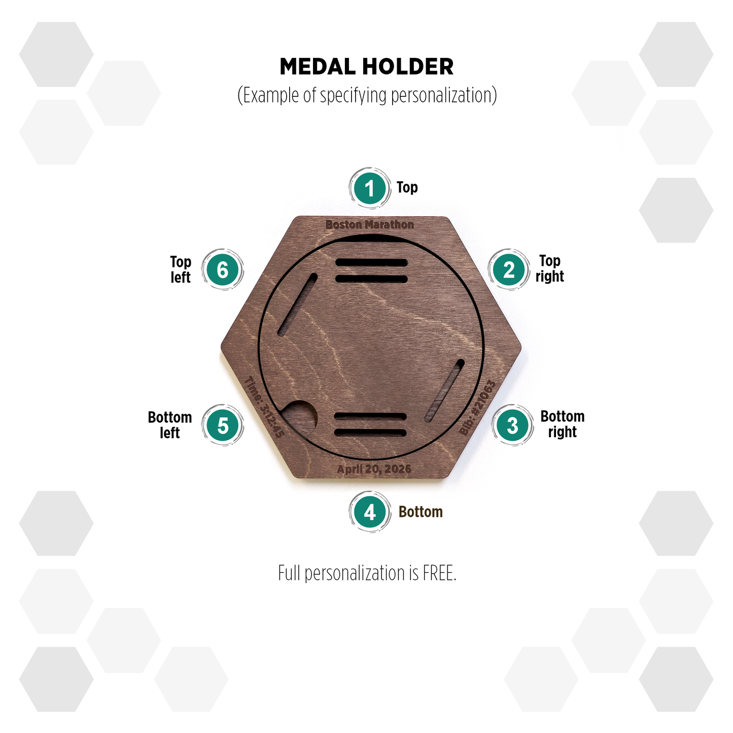 American Walnut modular hexagon medal Holder Display