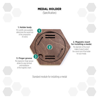 American Walnut modular hexagon medal Holder Display
