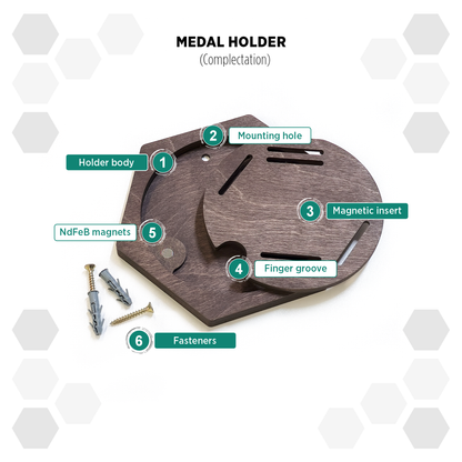 Indian Palisander modular hexagon medal Holder Display