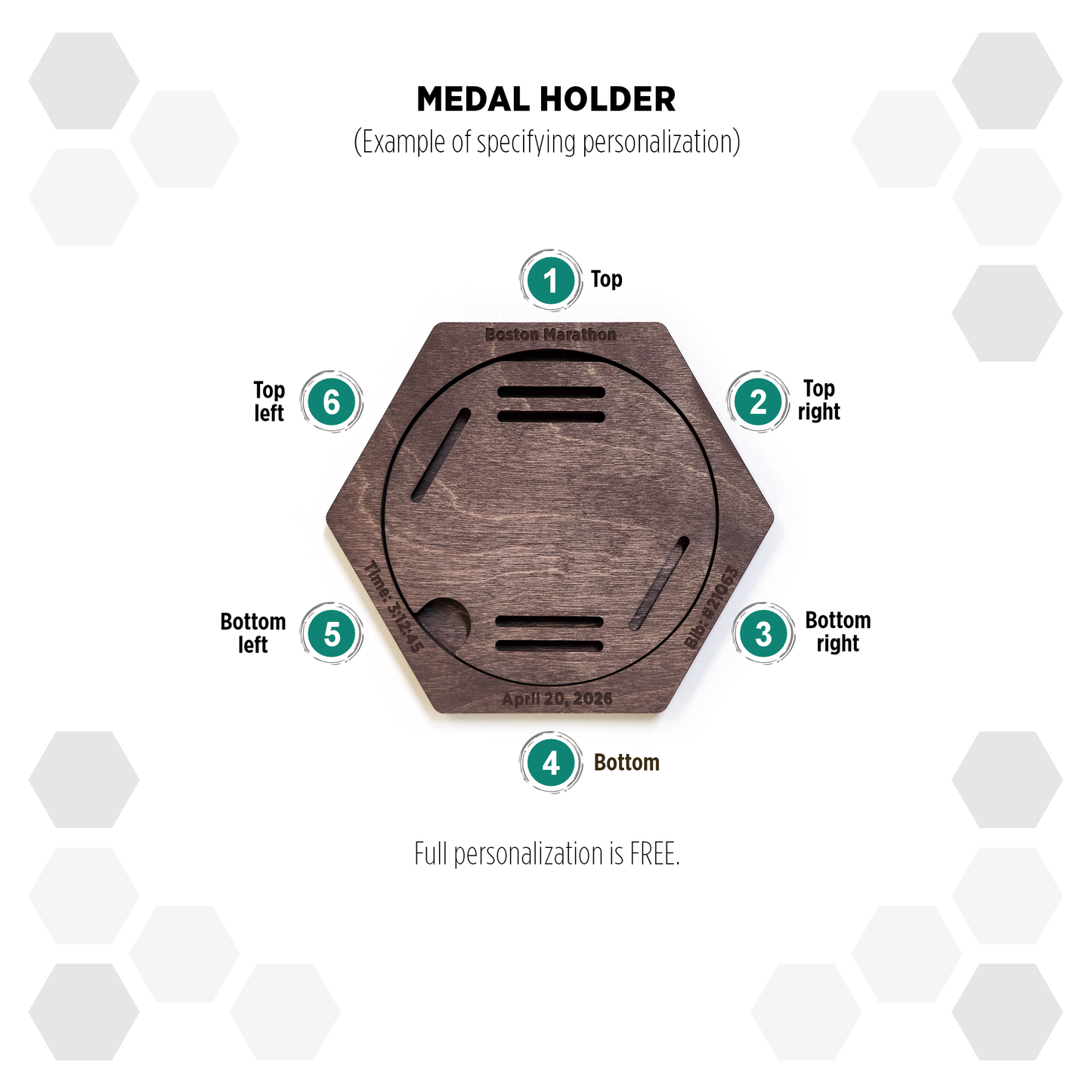 Indian Palisander modular hexagon medal Holder Display
