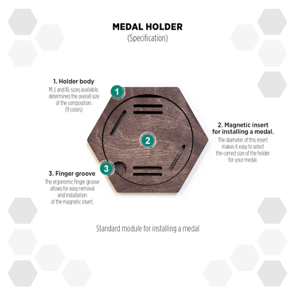Indian Palisander modular hexagon medal Holder Display