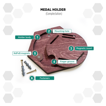 Red Mahogany modular hexagon medal Holder Display