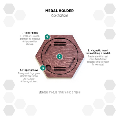 Red Mahogany modular hexagon medal Holder Display