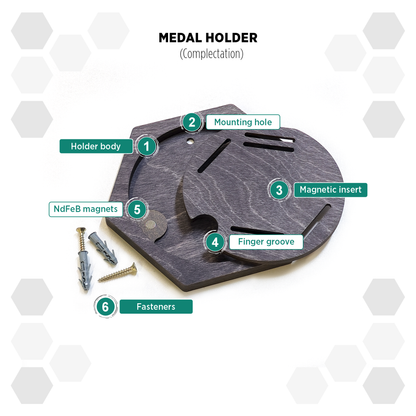 Gray Anthracite modular hexagon medal Holder Display