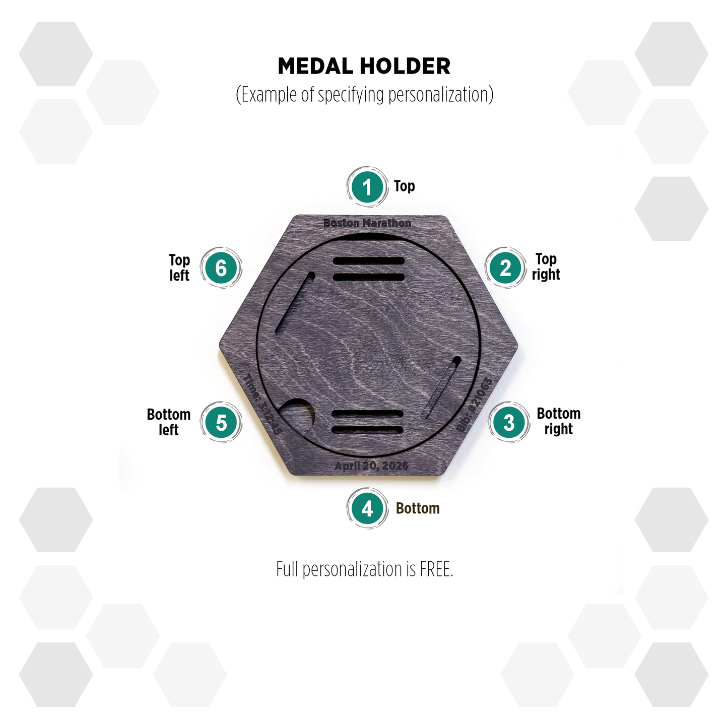 Gray Anthracite modular hexagon medal Holder Display