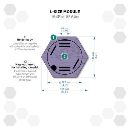 Gray Anthracite modular hexagon medal Holder Display