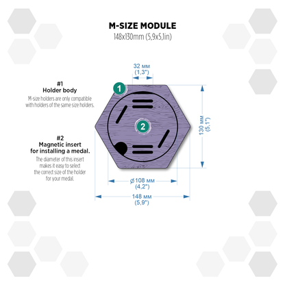 Gray Anthracite modular hexagon medal Holder Display