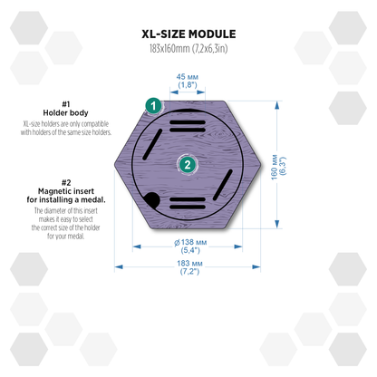 Gray Anthracite modular hexagon medal Holder Display