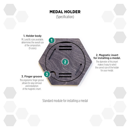 Gray Anthracite modular hexagon medal Holder Display