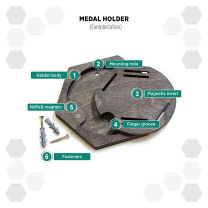 Brazil Heban modular hexagon medal Holder Display