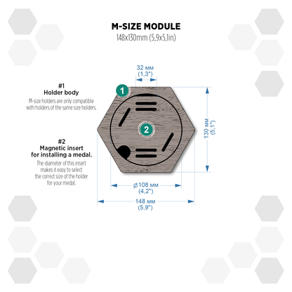 Brazil Heban modular hexagon medal Holder Display