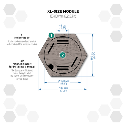 Brazil Heban modular hexagon medal Holder Display