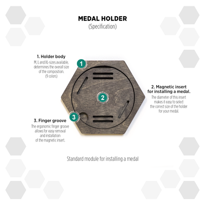 Brazil Heban modular hexagon medal Holder Display